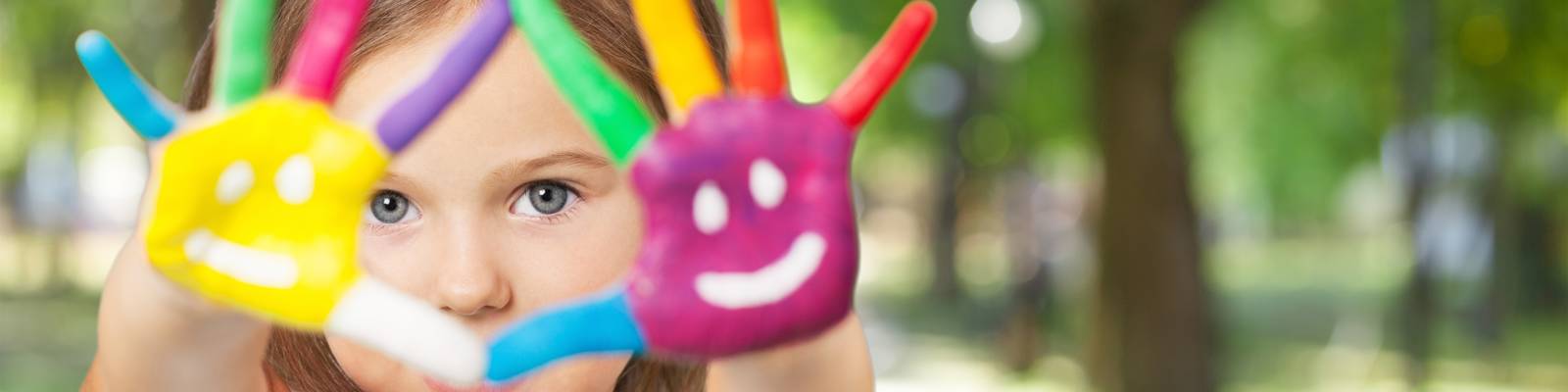 kid painted hands